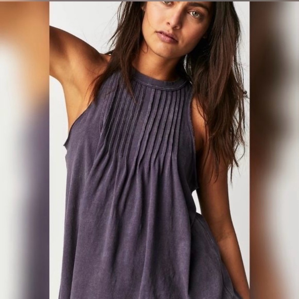 We the Free People tank sz L Women's Sleeveless Pleated Top - Purple